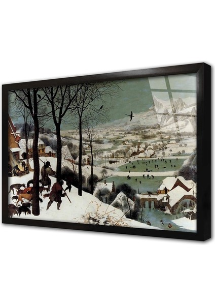 Karda Avcılar Çerçeveli Cam Tablo