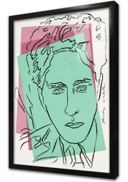 Jean Cocteau By Andy Warhol Çerçeveli Cam Tablo