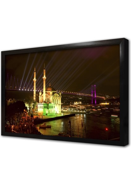 Ortaköy Camii Gece Çerçeveli Mdf Tablo