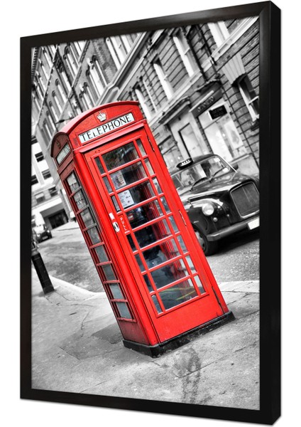 Londra Kırmızı Kulübe Çerçeveli Mdf Tablo