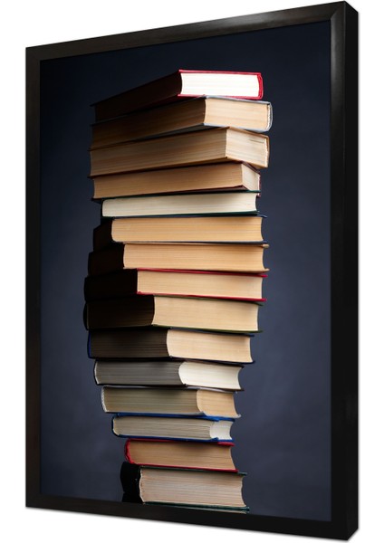 Kitap Kulesi Çerçeveli Mdf Tablo