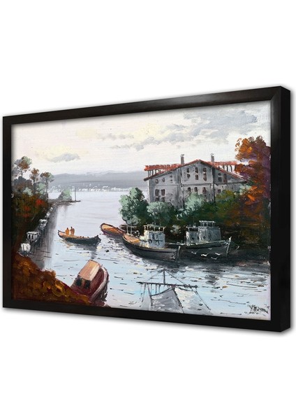 Istanbul Beyaz Yalı ve Tekneler Çerçeveli Mdf Tablo