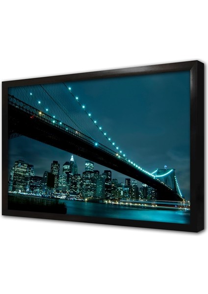 New York Gece Çerçeveli Mdf Tablo