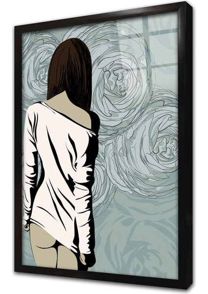 Seksi Kadın Çerçeveli Cam Tablo