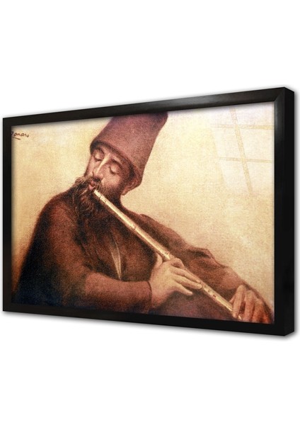 Ney Çalan Adam Çerçeveli Cam Tablo