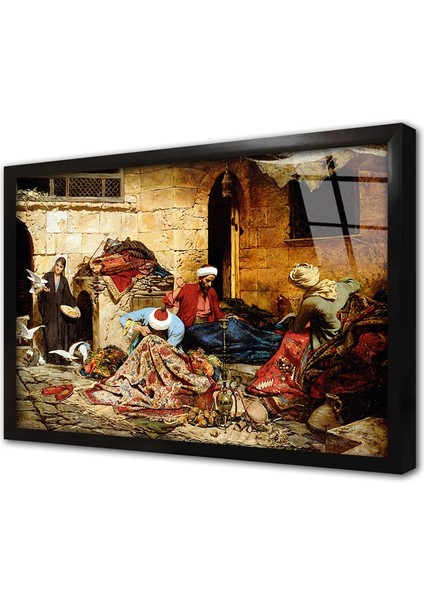 Pazarda Halı Tamircileri Çerçeveli Cam Tablo