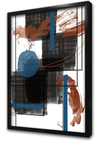 Mavi Siyah Soyut Ikili Set Çerçeveli Mdf Tablo modelleri