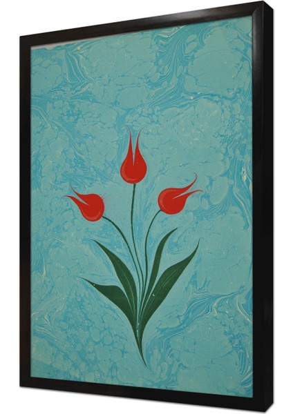 Laleler Ebru Çerçeveli Mdf Tablo