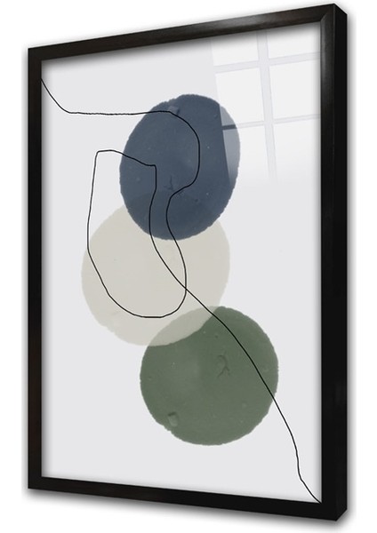 Line Art Soyut Daireler Iı Çerçeveli Cam Tablo