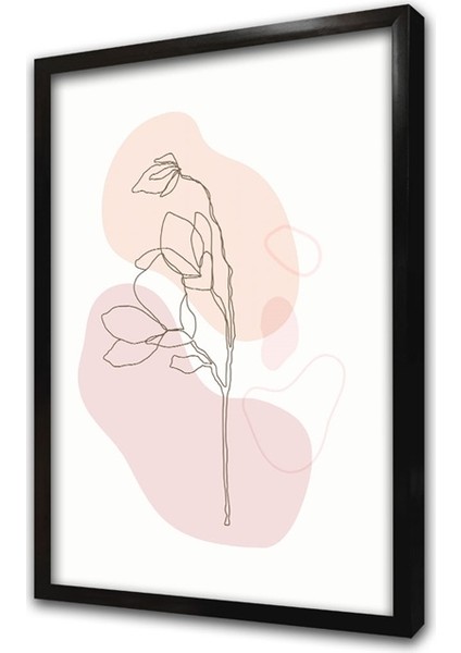 Line Art Çiçekler Üçlü Set Çerçeveli Mdf Tablo