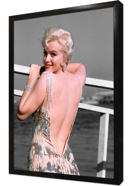 Marilyn Monroe Sırt Dekolteli Çerçeveli Mdf Tablo