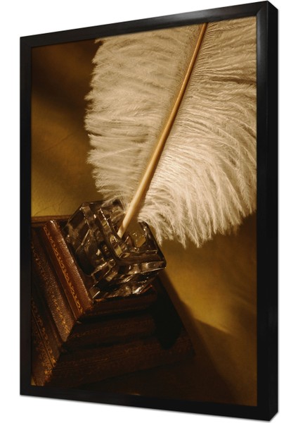 Tüy Kalem ve Hokka Çerçeveli Mdf Tablo