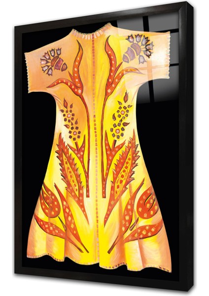 Sarı Kaftan Çerçeveli Cam Tablo