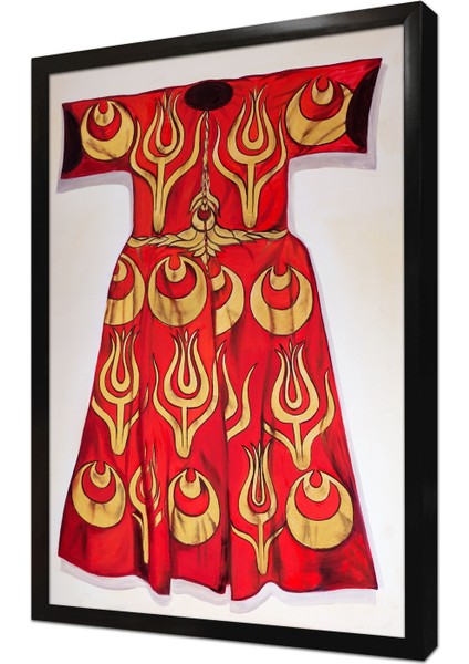 Kırmızı Sarı Kaftan Çerçeveli Mdf Tablo