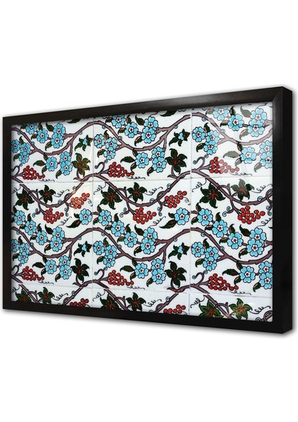 Osmanlı Çini Görselleri Çerçeveli Cam Tablo