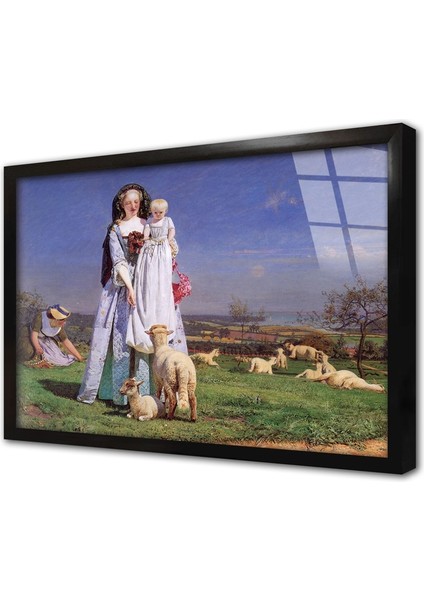 Pretty Baa Kuzular Çerçeveli Cam Tablo