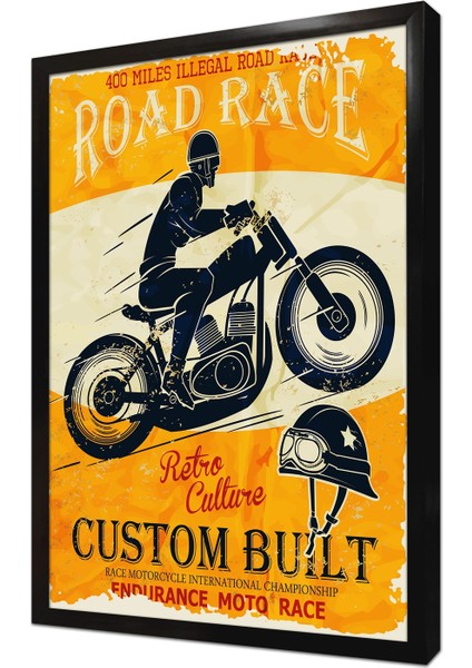 Vintage Retro Çerçeveli Mdf Tablo