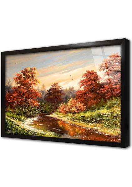 Sonbahar Ağaçları Çerçeveli Cam Tablo