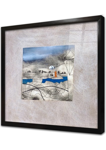 Soyut Çerçeveli Cam Tablo