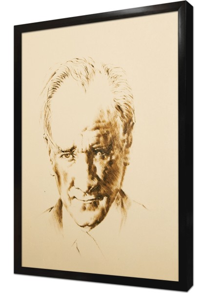 Mustafa Kemal Atatürkün Eskitilmiş Çerçeveli Mdf Tablo