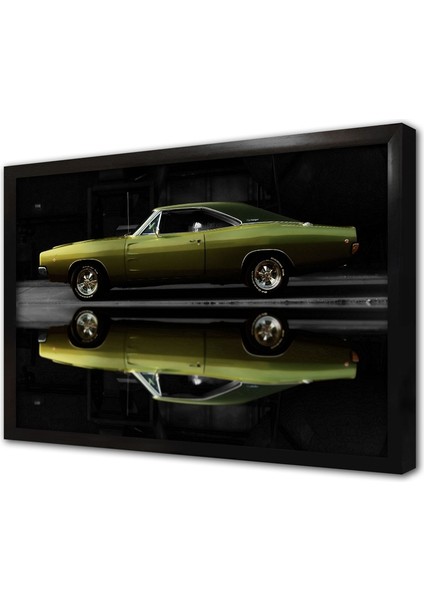 Yeşil Klasik Spor Araba Çerçeveli Mdf Tablo
