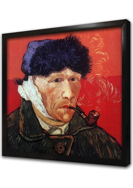 Van Gogh Otoportre Kulağı Kesik Çerçeveli Mdf Tablo