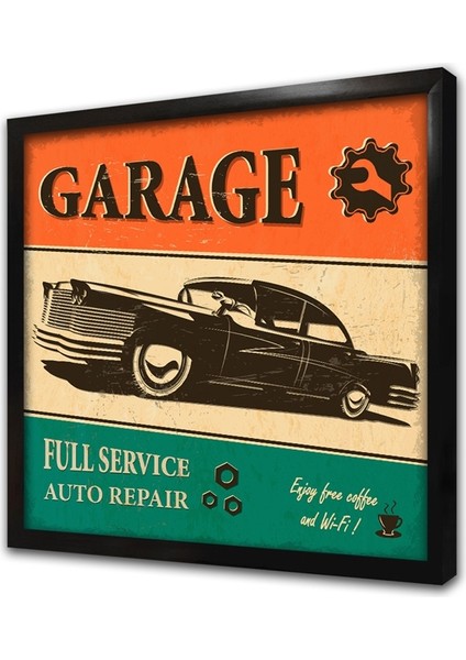 Vintage Retro Çerçeveli Mdf Tablo