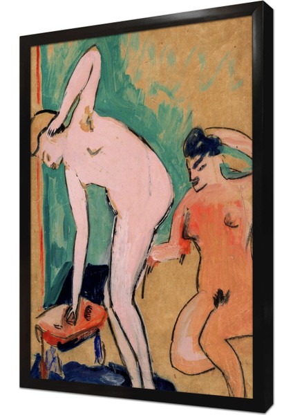 Two Female Nudes Çerçeveli Mdf Tablo