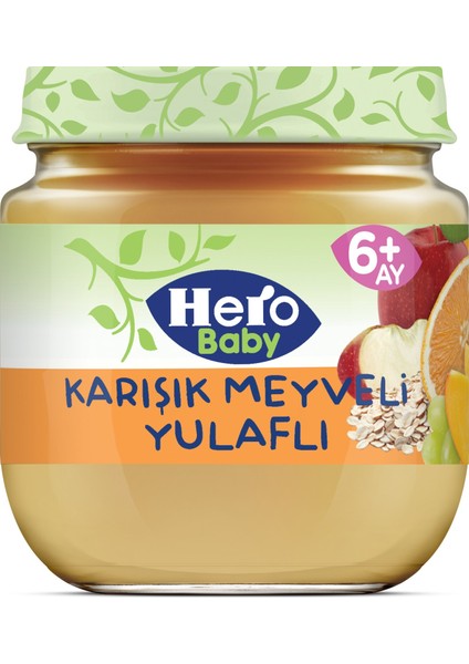 Hero Baby 6 Adet Karışık Meyveli Yulaflı Kavanoz Bebek Maması 125 gr