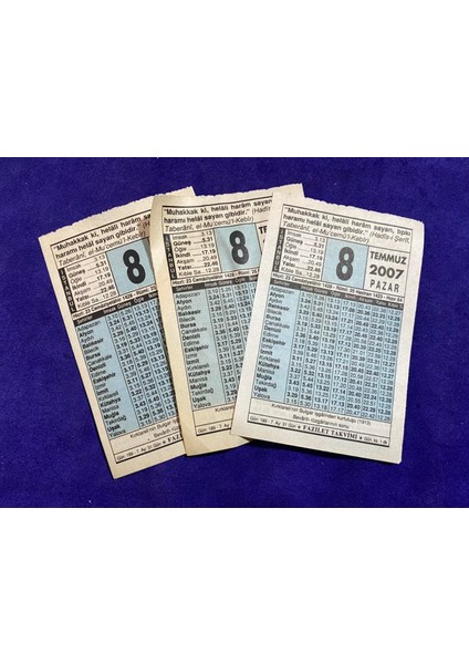 8 Temmuz 2007 Takvim Yaprağı Nostalji Koleksiyonluk Takvim Yaprağı modelleri