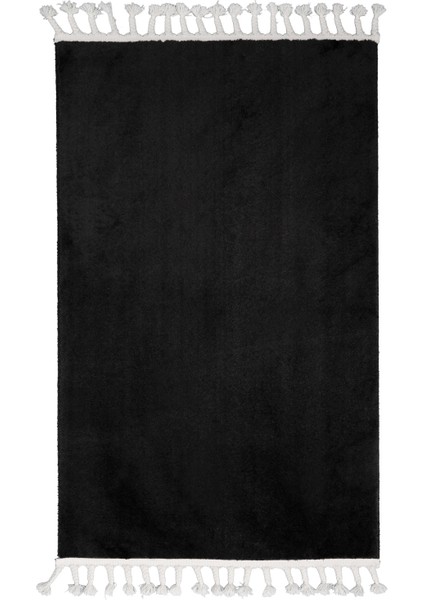 Dijidekor Siyah Post Dokuma Halı Saçaklı Peluş Yumuşacık Kaymaz Antibakteriyel 160X450 fiyatları