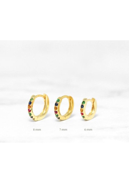 Gold Zirkon Taşlı Mini Halka Küpe modelleri