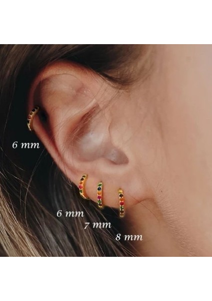 Gold Zirkon Taşlı Mini Halka Küpe fırsatları