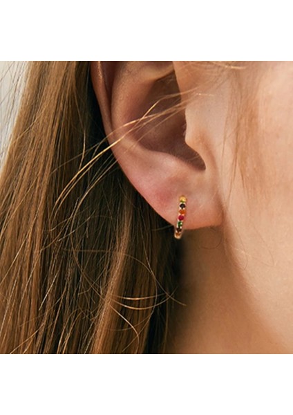 Gold Zirkon Taşlı Mini Halka Küpe indirimleri