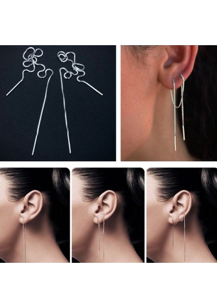 925 Ayar Gümüş Zincir Küpe 18 cm Gümüş Rengi fiyatları