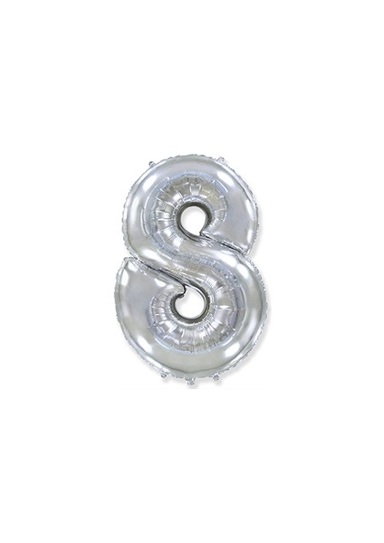 8 Rakamı Gümüş Folyo Balon 34 Inch 86 cm