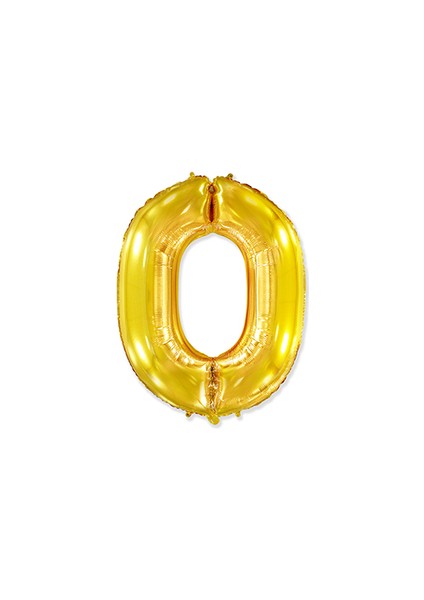 0 Rakamı Altın Folyo Balon 34 Inch 86 cm