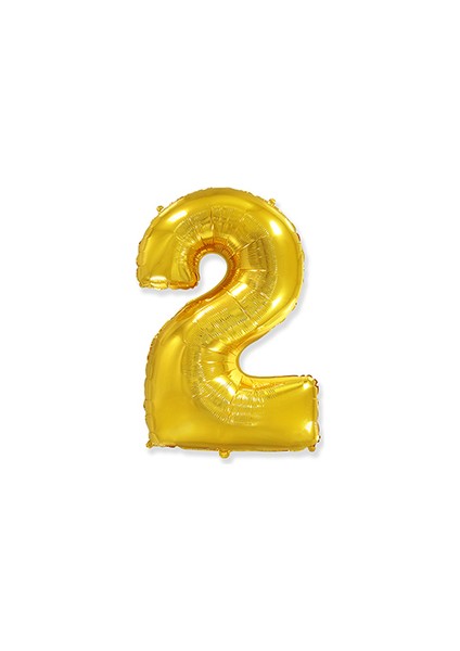 2 Rakamı Altın Folyo Balon 34 Inch 86 cm