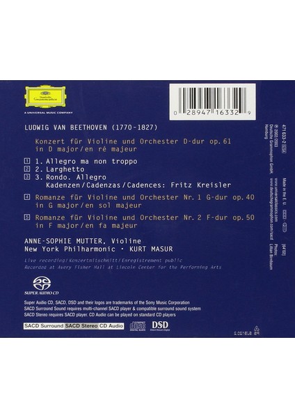 Beethoven, Anne-Sophie Mutter - Violin Concerto, Romances CD