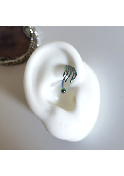 Cerrahi Çelik Rainbow Muz Rook, Kaş Iskelet El Piercing 8 mm fiyatları