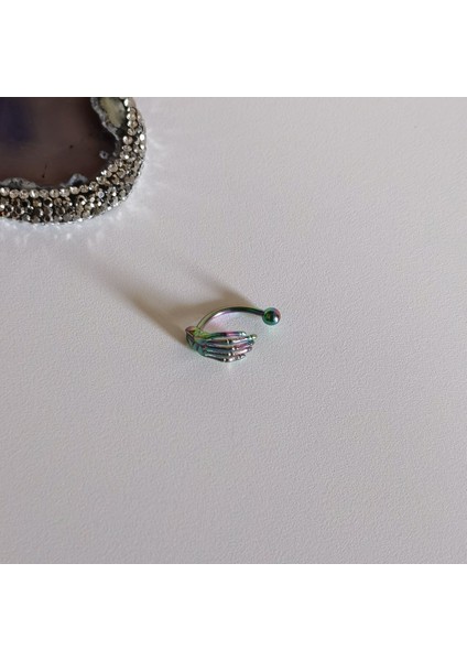 Cerrahi Çelik Rainbow Muz Rook, Kaş Iskelet El Piercing 8 mm fırsatları
