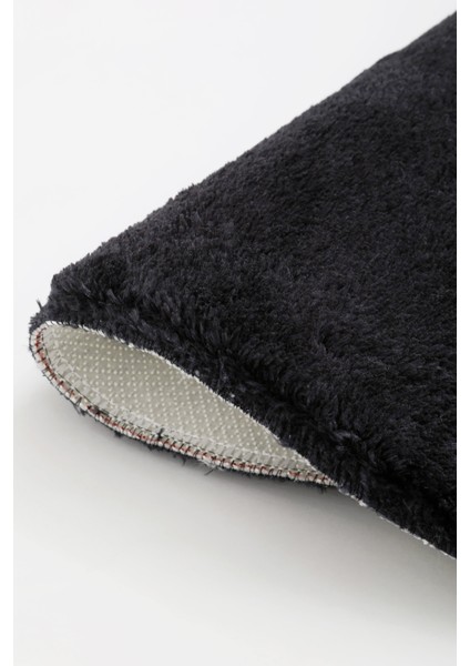 Diji Dekor Dijidekor Siyah Oval Post Dokuma Halı Peluş Yumuşacık Kaymaz Antibakteriyel 80X650 modelleri