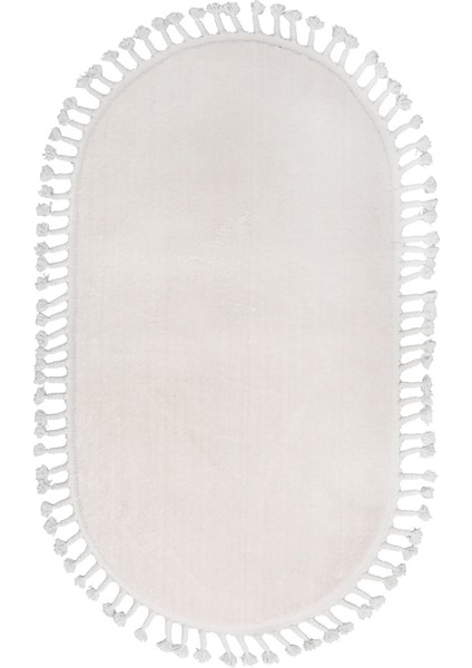 Dijidekor Açık Vizon-Krem Oval Post Dokuma Halı Saçaklı Peluş Yumuşacık Kaymaz Antibakteriyel 200X600 fiyatları