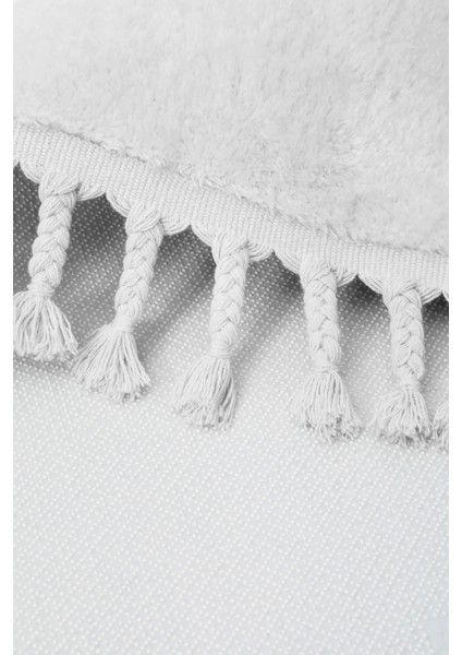 Dijidekor Beyaz Oval Post Dokuma Halı Saçaklı Peluş Yumuşacık Kaymaz Antibakteriyel 160X450 fırsatları