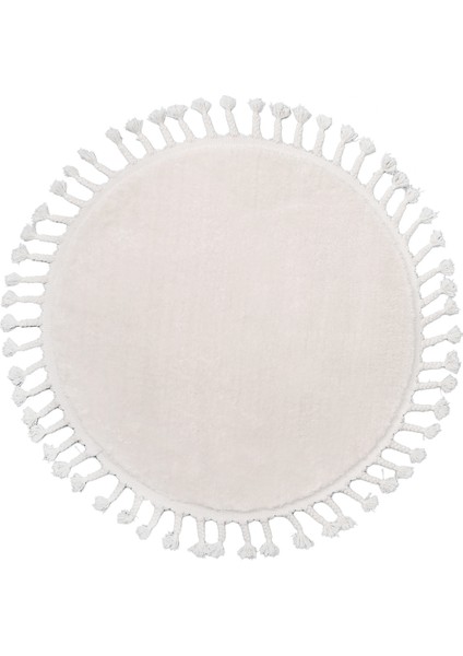 Dijidekor Açık Vizon-Krem Yuvarlak Post Dokuma Halı Püslüllü Peluş Halı Antibakteriyel 120X120 fırsatları