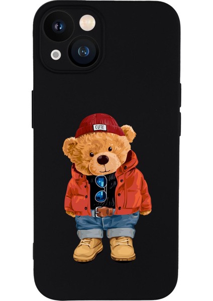 iPhone 13 Uyumlu Teddy Bear Desenli Kamera Lens Korumalı Darbe Emici Premium Silikonlu Kılıf