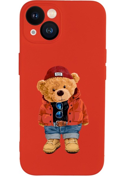 iPhone 13 Uyumlu Teddy Bear Desenli Kamera Lens Korumalı Darbe Emici Premium Silikonlu Kılıf