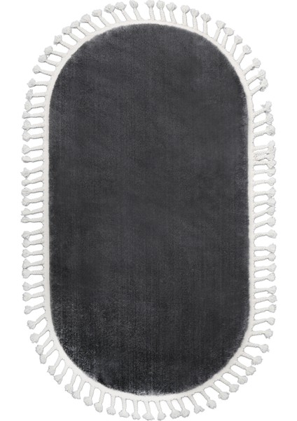 Dijidekor Koyu Gri Oval Post Dokuma Halı Saçaklı Peluş Yumuşacık Kaymaz Antibakteriyel 120X300 fırsatları
