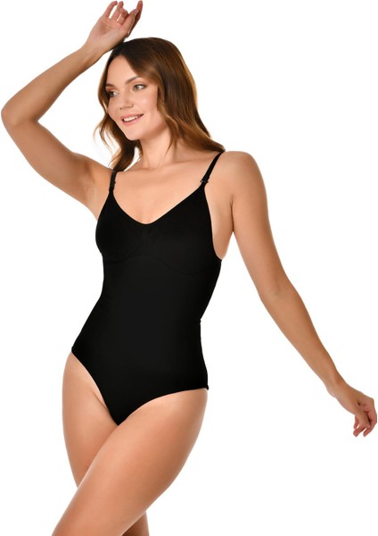 Kadın Siyah Çıtçıtlı Slip Body Korse