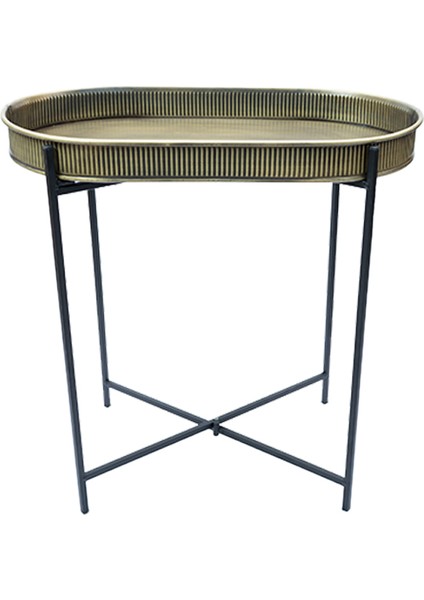 Standlı Oval Tepsili Sehpa Gold